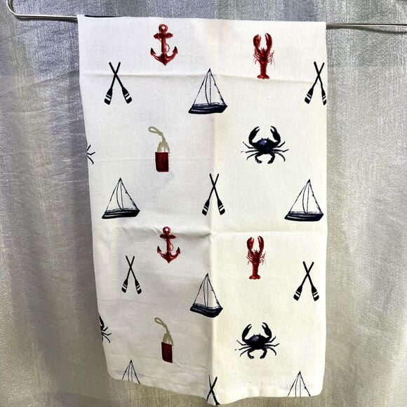 Nautical Linen Napkins Set of 3 Cotton 18x28" Summer House - Picture 3 of 6